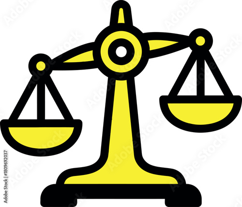 Justice balance scale icon of law vector