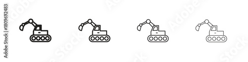Excavator icon for apps and website. vector illustration collection