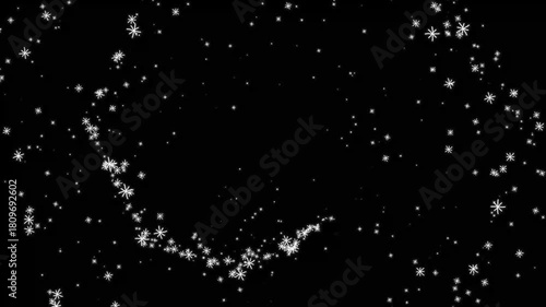 Exploding Snowflake Animation, Ice Burst and Snowflake Particle Explosion with Transparent Alpha Channel. Winter Effects for Motion Design and Holiday Transitions, Magic glitter Snowflake Explosion