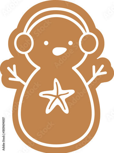 Set of Summer sand snowman gingerbread cookie vector illustration.
Christmas Beach sand snowman ginger cookies clipart  isolated.
Transparent background.
