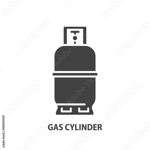 Gas cylinder glyph icon. Metal tank with industrial flammable fuel. Vector illustration.