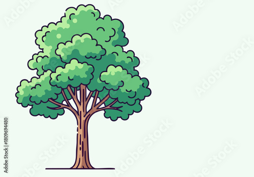 stylized tree illustration -Tree Air Pure- showcases a lush green tree against a clean white background Simple modern design ideal for nature health and environmental themes