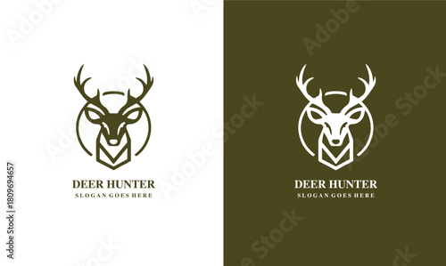Elegant and Modern Deer Hunter Logo Design with Minimalist Circular Element