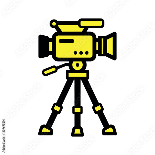 Video camera icon on tripod for filming