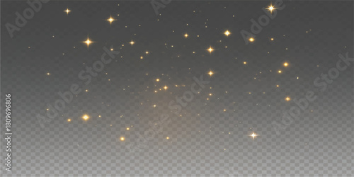 Abstract background with shining blue stars and glowing particles in a dark night sky