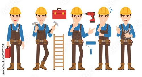 Craftsman team in action, ready for your project needs, offering expertise, from toolbox to wrench, conveying professionalism and skill in every task