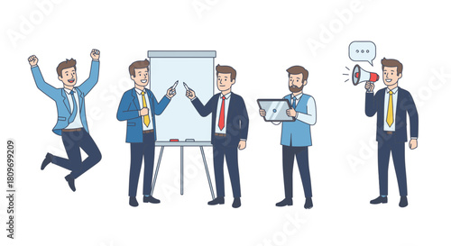 Dynamic team collaboration celebrating business goals, presenting ideas with confidence, and communicating with power, showcasing teamwork and success