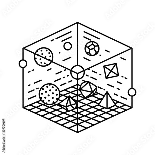 3d modeling showing geometric shapes isolated on