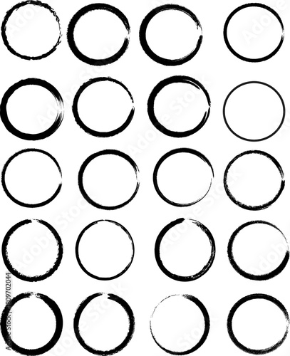 Black grunge circles vector design elements set for abstract shapes pattern background illustration