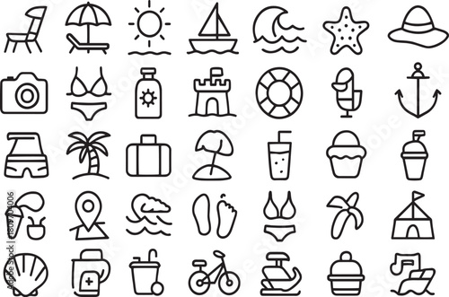 Seaside vacation icons in vector format