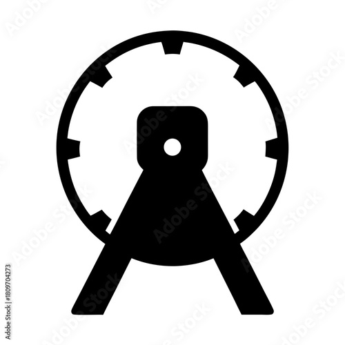 Ferris wheel icon illustration: amusement park ride, carnival symbol, fairground fun. Vector