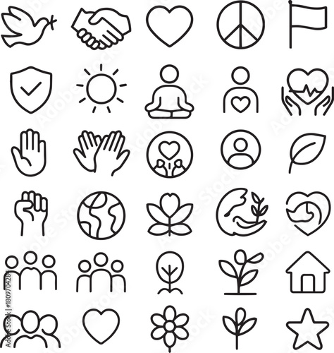 Peace and humanity icons in vector format