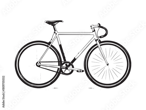 Bicycle 2D Vector Line Art Minimalist Black Design