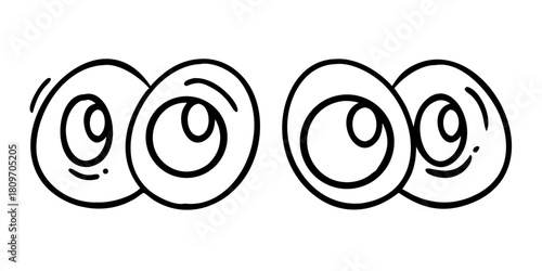 Doodle set of cartoon eyes. Outline 2d vector image. Sticker for social media. Backdrop.icon