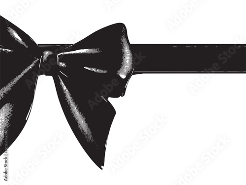 Black Bow and Ribbon Realistic Shiny Satin Shadow