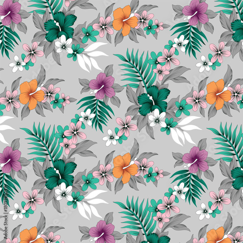 Classic Popular Flower Seamless pattern background - For easy making seamless pattern use it for filling any contours