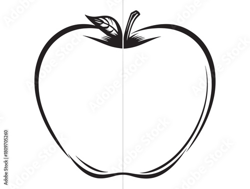 Bite Apple Icon Minimalist 2D Vector Line Style