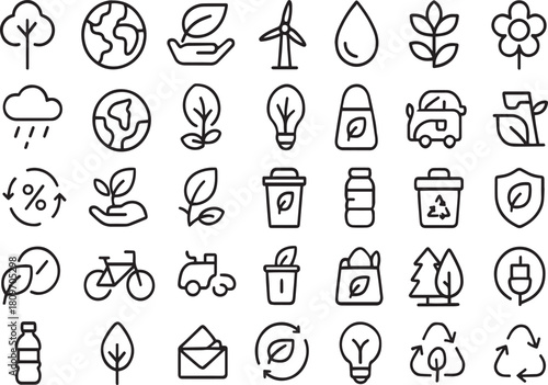 Set of ecology icons for environment concept