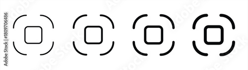 Screenshot icons set. Capture symbol. Scan QR code line icon. Center focus symbol. Screen shot and auto focus sign. Design element for web app. Vector illustration isolated on white background