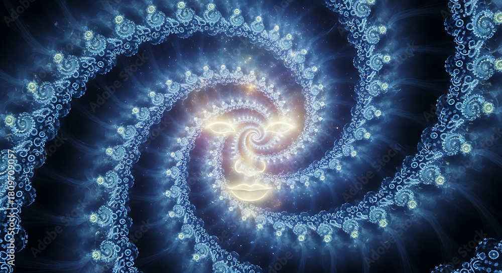 Fototapeta premium Fractal Spiral A mesmerizing, radiant journey through abstract patterns, beauty, and cosmic wonder