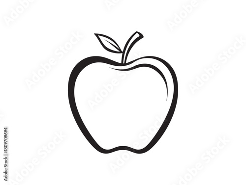 Clean Minimalist Bite Apple Icon 2D Vector Art