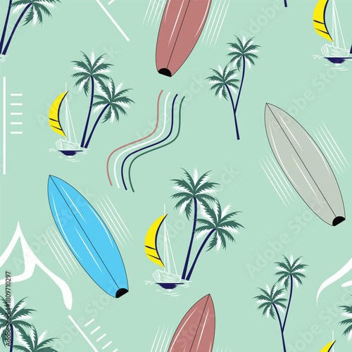 Seamless pattern of a pink pelican with flowers. Vector illustration
