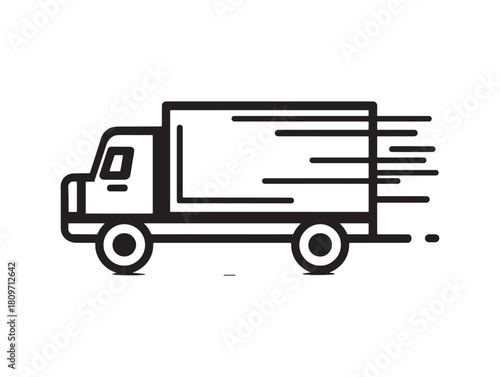 Fast Shipping Delivery Truck Flat Icon Vector