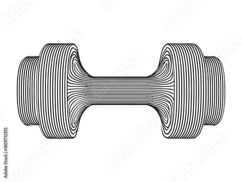 Fitness Equipment Curved Dumbbell 2D Vector Art