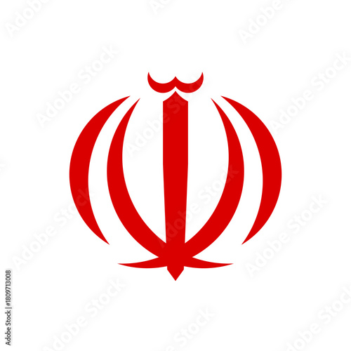Iranian red emblem. Iran flag element