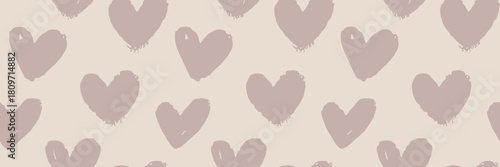 Simple beige hearts in neutral seamless pattern for cute prints.