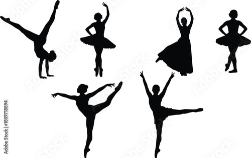 Ballet, silhouette, dancer, pose, tutu, arabesque, pirouette, motion, elegance, black, figure, style, grace, expressive, choreography, jump, dress, movement, classical, art