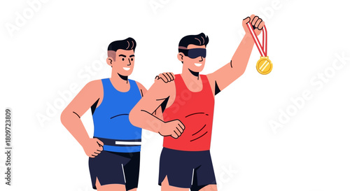 Inclusive Sports Visually Impaired Runner Wins Gold Medal with Guide s Support