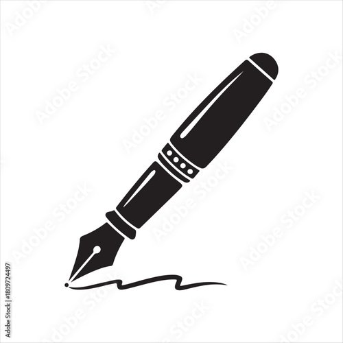 Hand drawn fountain pen with ink line for writing and calligraphy