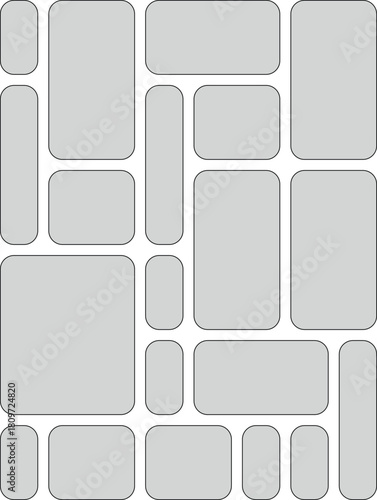 Clean, modern layout of rounded rectangular placeholders for content design