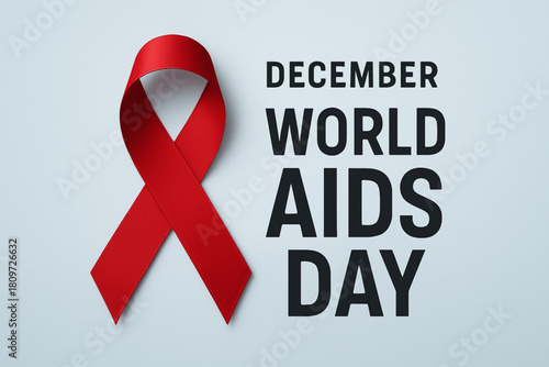 World AIDS Day Red Ribbon Awareness Poster – December HIV Support Graphic