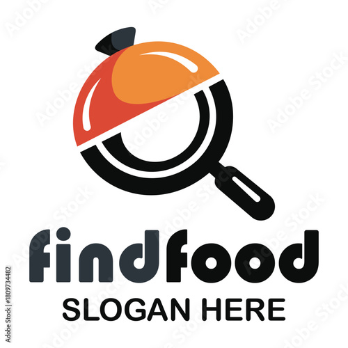 Restaurant locator icon combining cloche and magnifying glass