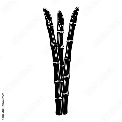 A Bold Black Silhouette of a Sugar Cane Stalk with Distinctive Nodes (1).