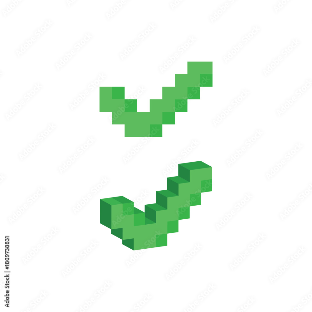 Fototapeta premium pixel 8 bit check mark yes vector icon art for computer game