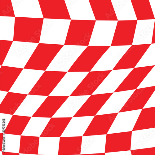 Close up of Croatian red and white check board waving flag Abstract background.