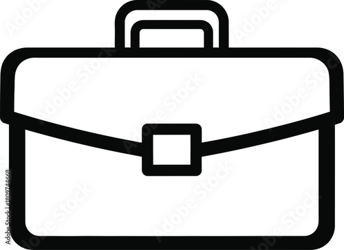 Simple black and briefcase icon, representing business, work, career, and professional documents and tools