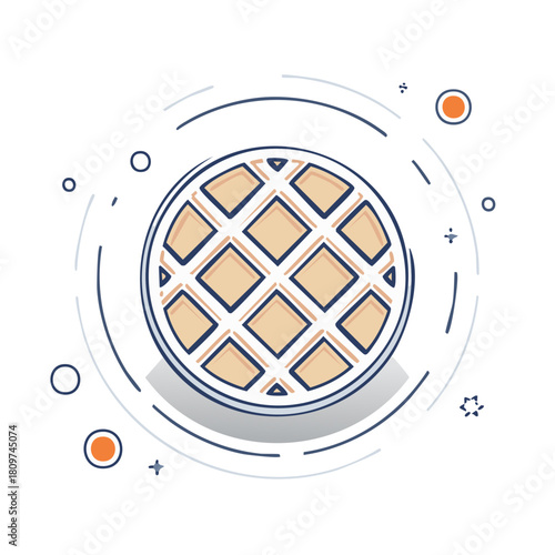 Delightful line art illustration of a classic lattice crust pie sweet bakery dessert