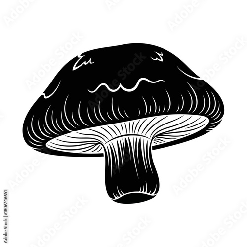 Organic Detailed Silhouette of a Shiitake Mushroom, Earthy and Distinctive (1).