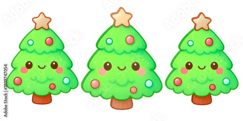 Christmas tree with chubby shape, Isolated on transparent background, png