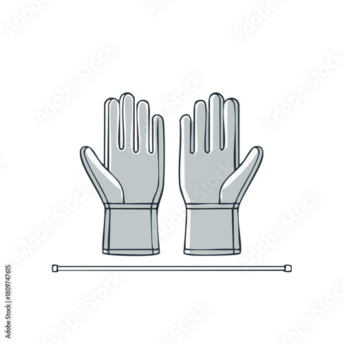 Fencing Gloves and Blade Sports Equipment Illustration for Competitive Combat Training