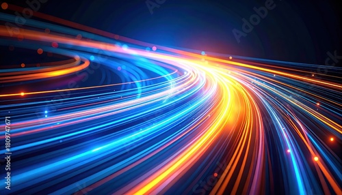 Dynamic Abstract Light Trails, Speed, Data Flow, Futuristic Background