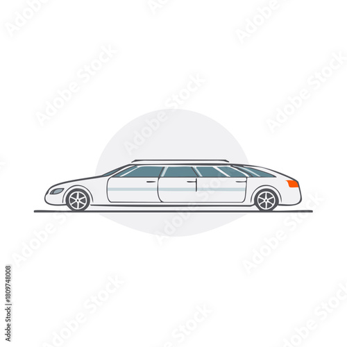 Sleek white stretch limousine vector icon for luxury transportation and special events