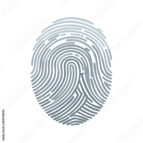 Grey stylized human fingerprint graphic design representing identity security and biometric authentication