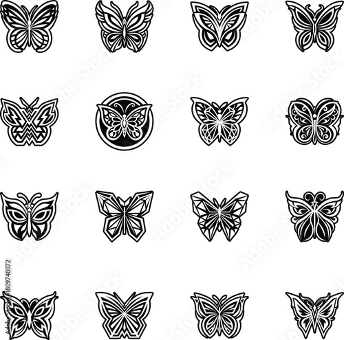 Collection of Glyph Style Butterfly Logos

