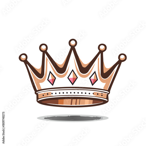 Illustration of a regal golden crown with pink gems