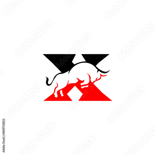Bull Letter X Logo Vector, Al...